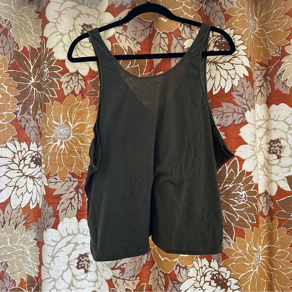 Prana Olive Green Ribbed Tank Top